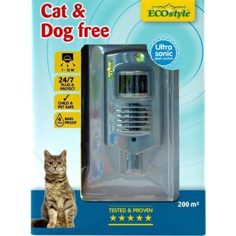 ECOstyle Cat & Dog Free Tegen Katten en Honden - Veilig Voor Kinderen, Vogels en Vissen - Regenbestendig - Ecologisch en Vriendelijk - 24/7 Bescherming - 12 Meter Bereik - 200 M²