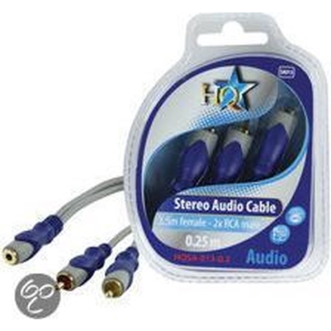 HQ Standaard 3.5mm Stereo Female - 2x Rca Male Kabel 0,20 M