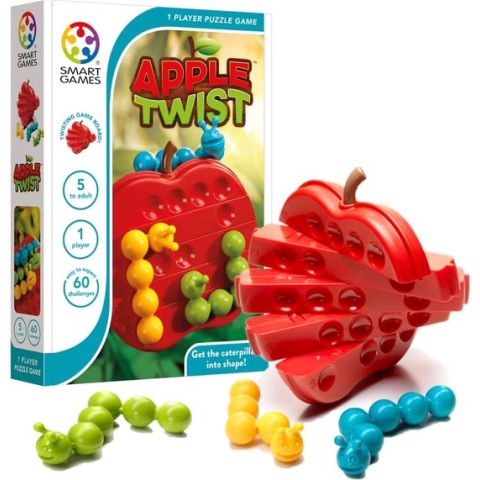 SmartGames - Apple Twist - breinbreker kinderen - 60 puzzel opdrachten - hongerige rupsen