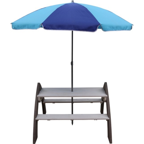 AXI Kylo Picknicktafel in Grijs/Wit met Parasol in Blauw - Picknick set voor kinderen van hout