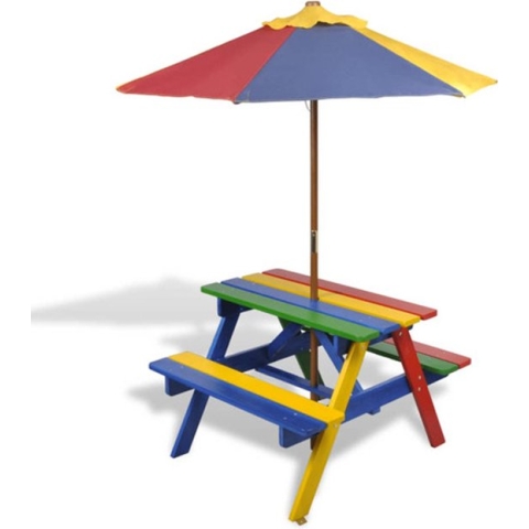 vidaXL-Kinderpicknicktafel-met-banken-en-parasol-hout-meerkleurig