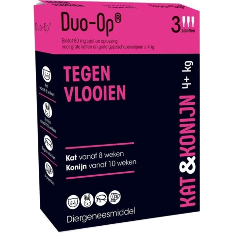 Duo-Op Kat en Konijn vanaf 4 kg - 80 mg - 3 pipetten