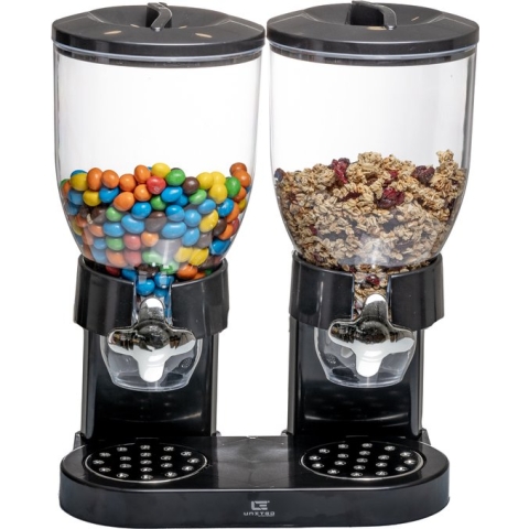 United Entertainment - Cornflakes Dispenser, Dubbele voorraadbus voor Ontbijtgranen, Keuken accessoire, 42x33x20, Zwart