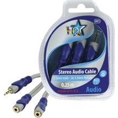 HQ Standaard 3.5mm Stereo Male - 2x 3.5mm Stereo Female Kabel 0.20 M