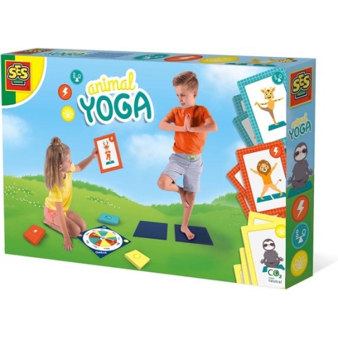 SES - Animal yoga - Yoga voor kinderen - inclusief yoga matjes, spinner bord en  27 kinderyoga kaarten