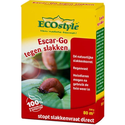 ECOstyle Escar-Go Bestrijdingsmiddel tegen Slakken - Regenvaste Slakkenkorrels - Stopt Slakkenvraat Direct - 80 M² - 200 GR