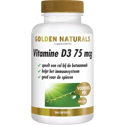 Golden Naturals Vitamine D3 75 mcg (360 softgel capsules)