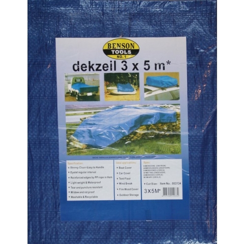 Benson Afdekzeil - 3 x 5 meter - Blauw