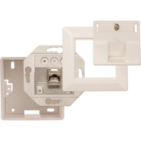 Hirschmann data wandcontactdoos 1x CAT6A wit