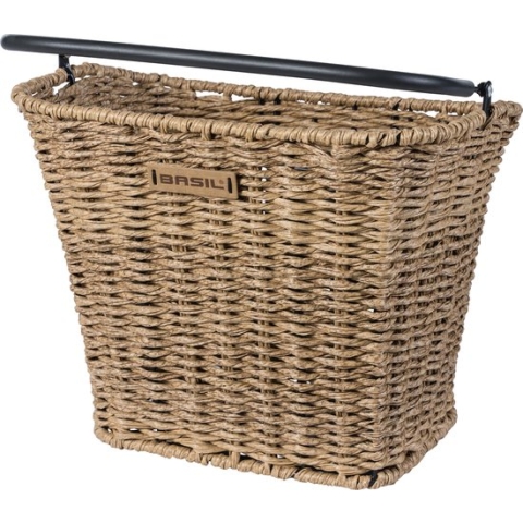 Basil Bremen Rattan Look KF Fietsmand - Voor - Kunststof Rotan - Seagrass