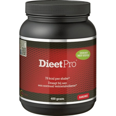 Dieet Pro - Eiwitshake - Voedingssupplementen - Aardbei Stevia - 400 gr