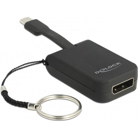 Premium USB-C naar DisplayPort adapter sleutelhanger met DP Alt Mode (4K 60 Hz) / zwart - 0,05 meter