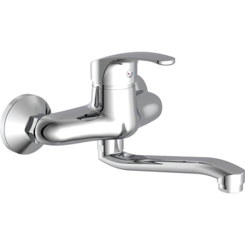 SCHÜTTE Nivola Keukenkraan - Mengkraan - Lage, Draaibare Uitloop - Wandmontage - Chroom