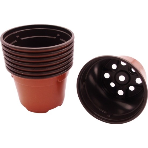 Nature - Stekpotjes - 8 stuks - h7xø9cm - zwart kunststof - met afwateringsopeningen