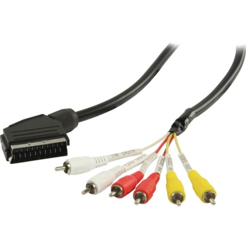 Valueline Vlvp31160b20 Scart - Rca Kabel Scart Mannelijk - 6x Rca Mannelijk  2,00 M Zwart