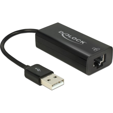 DeLOCK USB-A naar RJ45 Fast Ethernet LAN adapter - USB2.0 - CAT5 / zwart - 0,10 meter