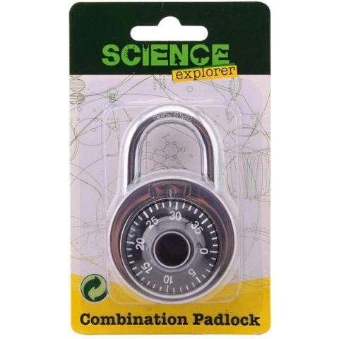 Science Explorer Hangslot Met Cijfercombinatie 13 X 8 Cm Metaal Grijs