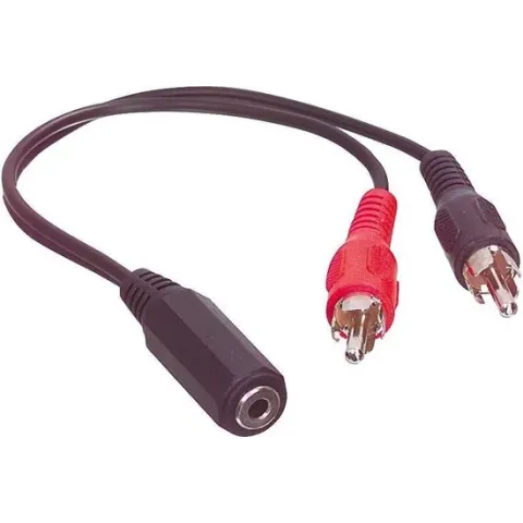 2x RCA mannelijk - 1x 3.5mm stereo vrouwelijk 0,20 m