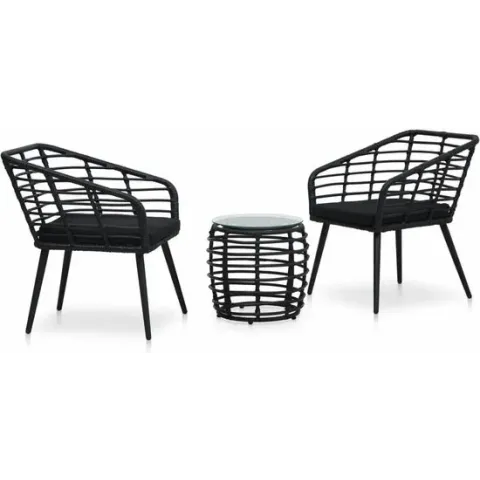 3-delige Bistroset poly rattan zwart