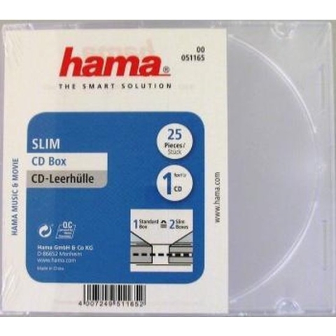 Hama 04751165 Cd Slim Box - 25 stuks / Transparant