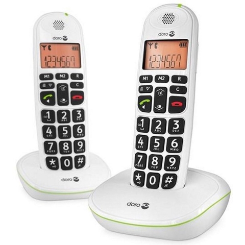 Doro PhoneEasy 100W - Duo DECT telefoon - Wit - Grote toetsen - Geluidsversterkingsknop
