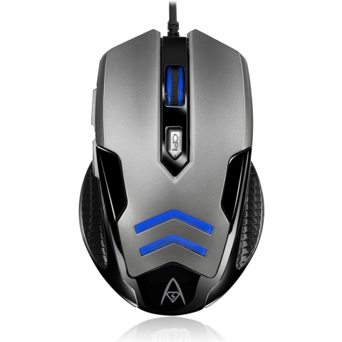 Adesso iMouse X1 computer muis gaming - 6 knoppen - USB aansluiting - grijs, zwart en rood - 11,8 x 7,6 x 4 cm