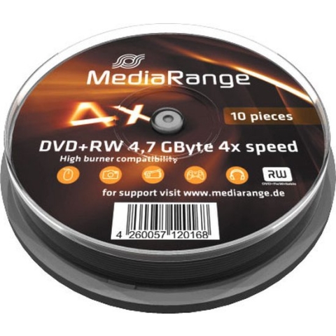 DVD+RW MediaRange 4.7GB|rewritable | 10 stuks