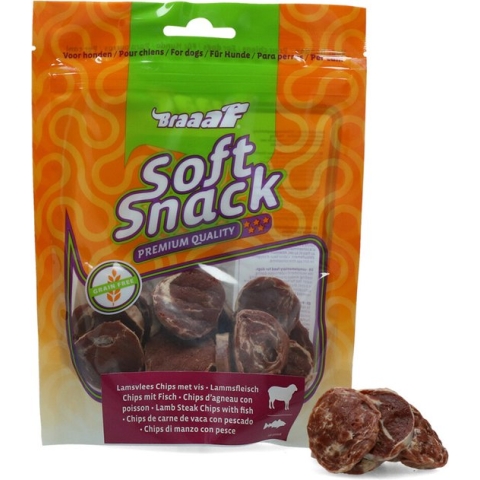 Braaaf Lam Steak Chips met Vis 85 gr