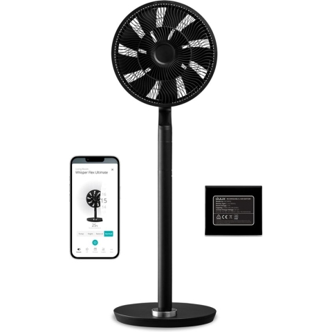 Duux Whisper Flex Ultimate Zwart - Smart Statiefventilator & Tafelventilator met Dock & Accu