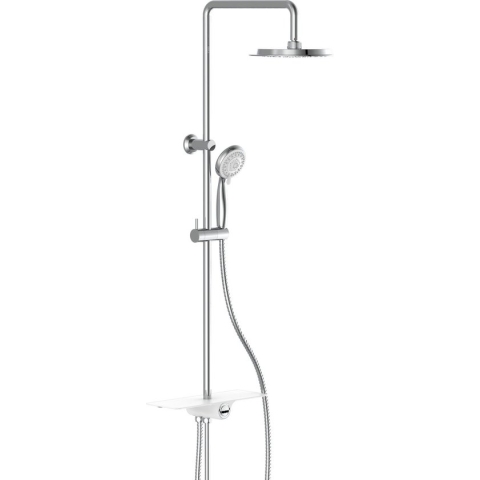 SCHÜTTE Aquastar Douchesysteem - Regendouche - Geïntegreerd Planchet met Push-Button Omsteller - Chroom & Wit