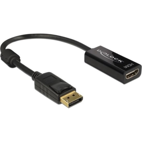 DeLOCK premium DisplayPort naar HDMI adapter - DP 1.2 / HDMI 1.4 (4K 30Hz) / zwart - 0,20 meter