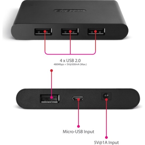 Sitecom - Usb hub 4 poort - Usb hub met voeding - Compacte en lichtgewicht USB 2.0 Hub