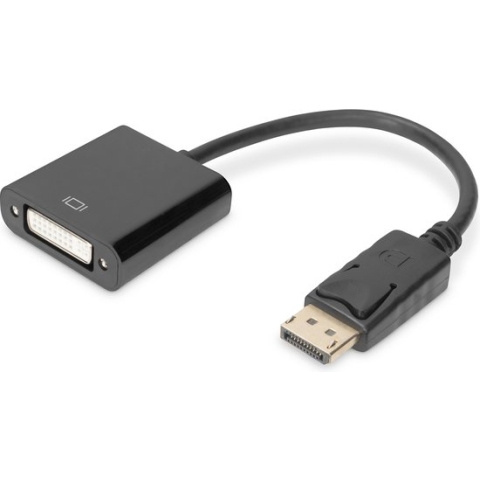 Digitus DB-340409-001-S DVI / DisplayPort Adapter [1x DisplayPort stekker - 1x DVI-bus 24+5-polig] Zwart Rond, Afgesche