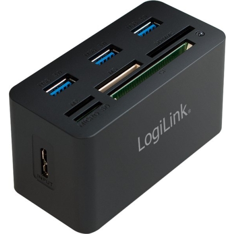 LogiLink CR0042, USB 3.2 Gen 1 (3.1 Gen 1) Type-A, CF, MS Duo, MS Micro (M2), MicroSD (TransFlash), USB 2.0, USB 3.2 Gen 1 (3.1 Gen 1) Type-A, 85 mm, 42 mm, 48 mm
