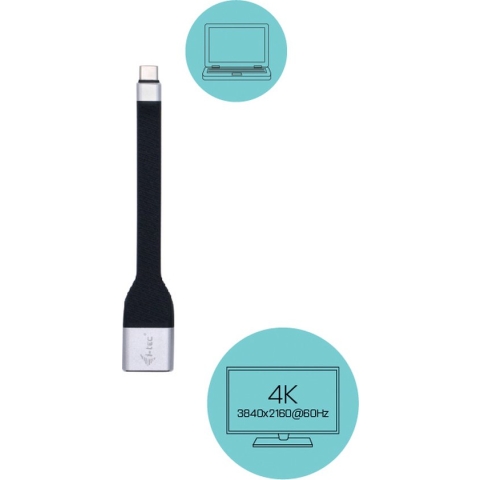 USB C to DisplayPort Adapter i-Tec C31FLATDP60HZ Black