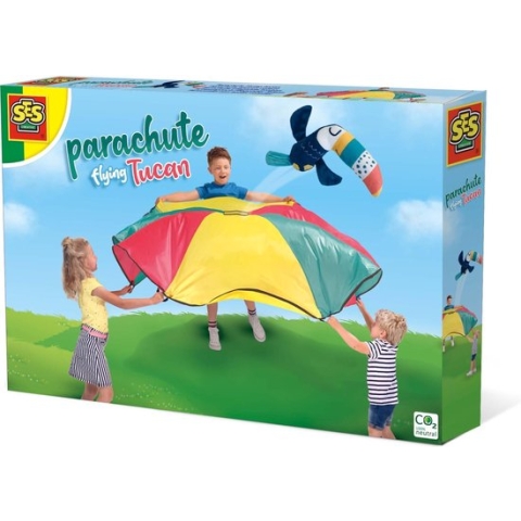 SES - Parachute vliegende toekan - stevig materiaal - inclusief toekan en parachute doek