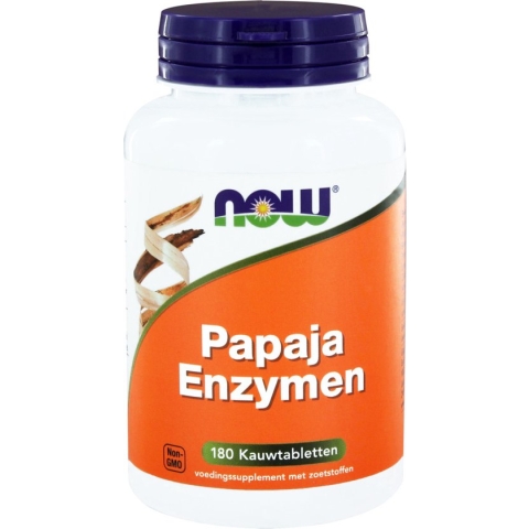 NOW Papaya Enzymen 180 kauwtabletten