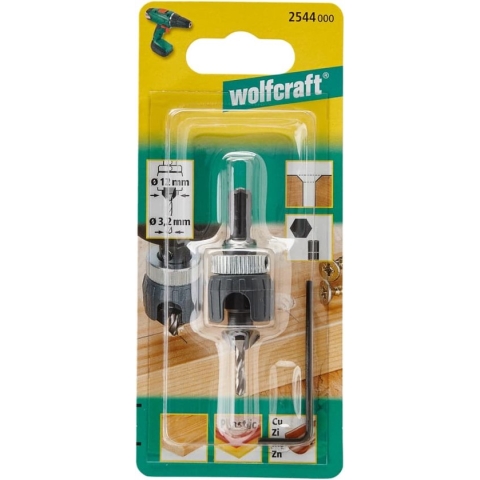 Wolfcraft 2544000 HSS Centreerboor met verzinkboor en dieptestop - Zeskant - 3,2-12mm