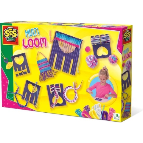 SES - Multi weefraam - verschillende kleuren en garen - inclusief veilige naald - voor 5 verschillende technieken