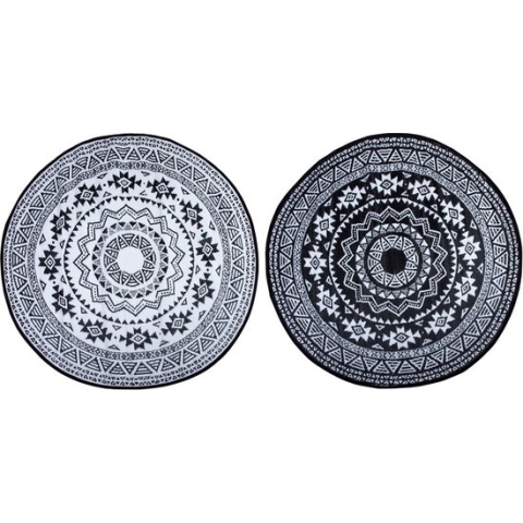 Tuintapijt - Rond - Zwart/Grijs - 180 x 180 cm