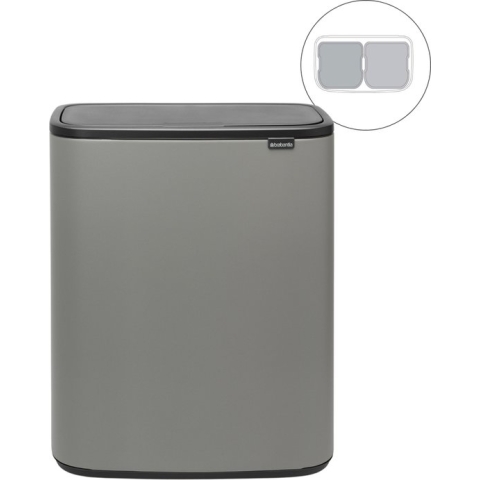 Brabantia Bo Touch Bin Prullenbak - 2 x 30 liter - Afvalscheiding - Mineral Concrete Grey