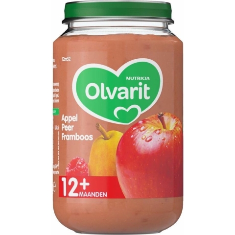 Olvarit Fruithapje Appel peer framboos - vanaf 12 maanden - 1 potje van 200 gram