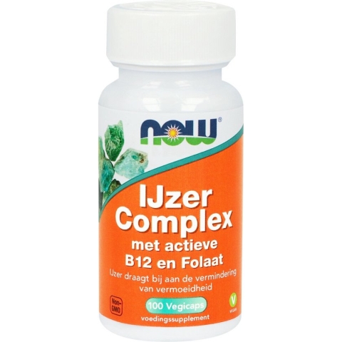 NOW  IJzer complex met actieve B12 en Folaat - 100 vcaps