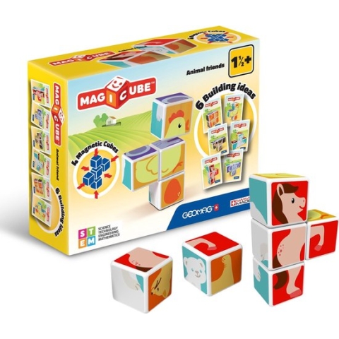 Geomag MagiCube Dierenvrienden - 4 delig - magnetische blokken