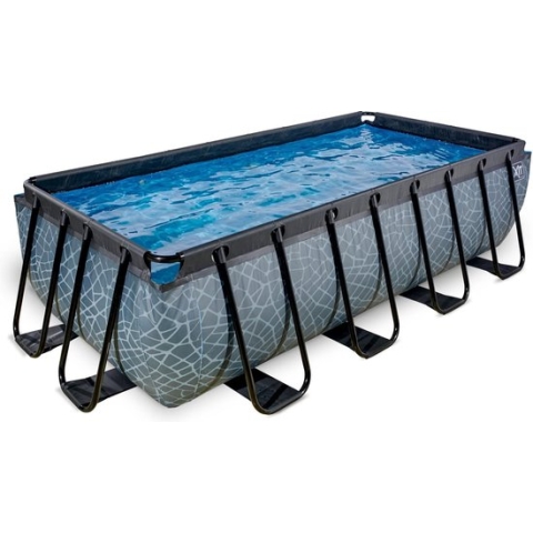 EXIT Stone zwembad 400x200x100cm met filterpomp - grijs