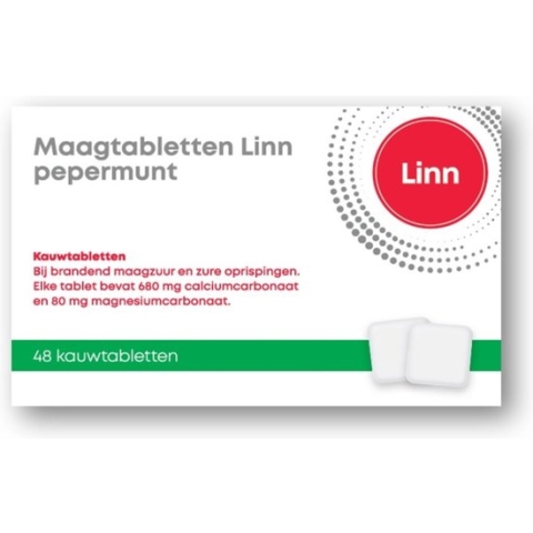 Linn Maagtabletten Pepermunt 48 tabletten