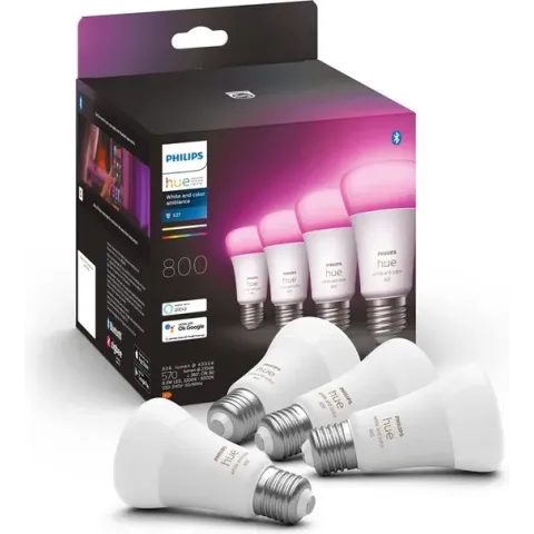 4-Pack Philips Hue White & Color Ambiance LED E27 6,5W