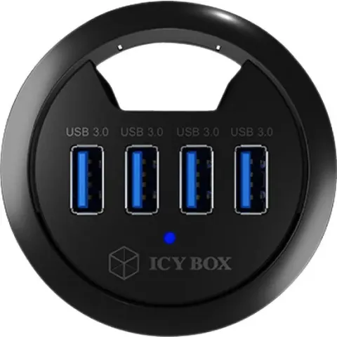4 Poorten Hub USB 3.0 Geïntegreerd in Bureau Zwart