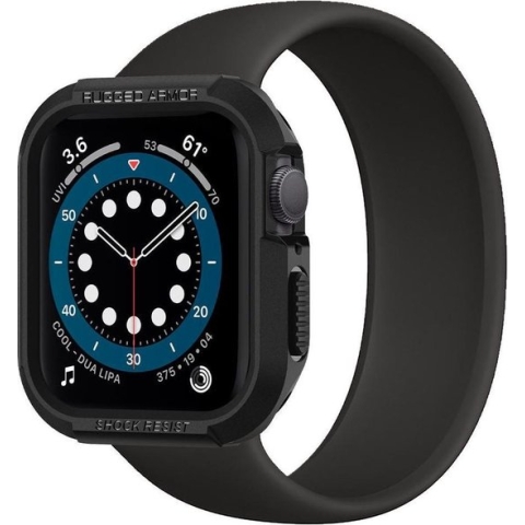 Spigen Apple Watch 4/5/6/7/8/SE - 44/45mm Rugged Armor Hoesje - Zwart