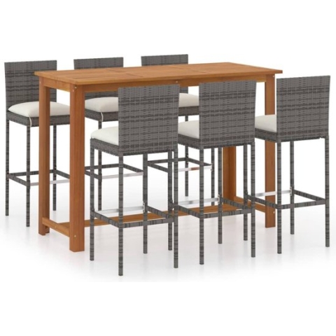 vidaXL-7-delige-Tuinbarset-met-kussens-grijs